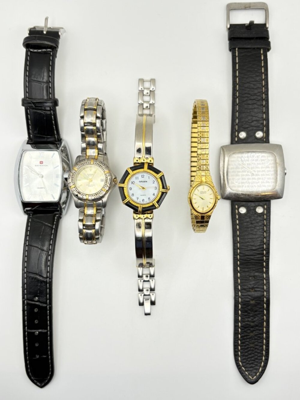 Lot of 5 Mens Womens Vintage Quartz Wristwatches Casio Citizen Gruen Folli